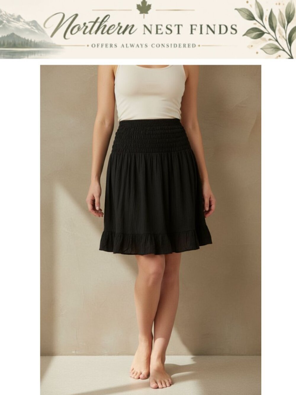 100% Rayon High Waisted Tiered Skater Skirt for Women Knee Length